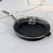 CHD Nonstick 11"" Fry Pan with Glass Lid on marble kitchen counter