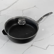 CHD Nonstick 3.8 qt Saute Pan with on white marble kitchen counter