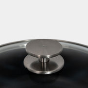 CHD Nonstick 5.3 qt Braiser with Glass Lid close up of knob