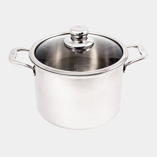 Premium Clad 7.9 qt Stock Pot with Glass Lid - Induction