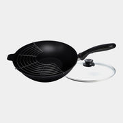 XD Nonstick 11.8" Wok with Glass Lid & Rack - Induction